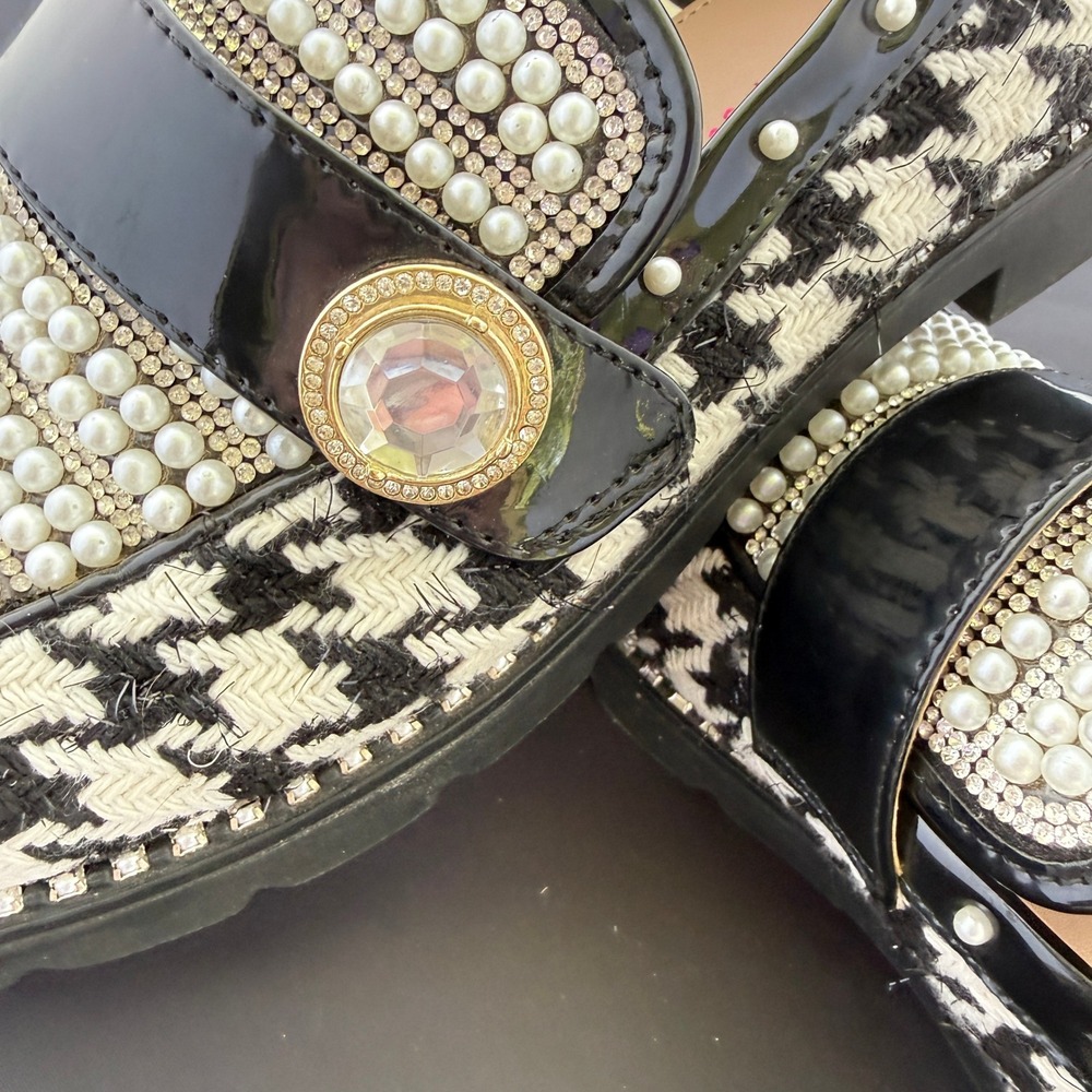Betsey Johnson Houndstooth Embellished Loafers Women's 9 - Picture 8 of 9